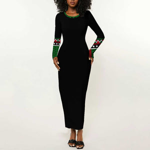 Black AF Professional AF But Will Knuck If You Long Sleeve Bodycon Dress African Pride DT02