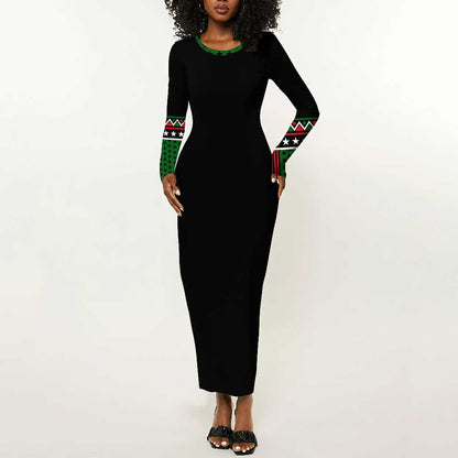 Black AF Professional AF But Will Knuck If You Long Sleeve Bodycon Dress African Pride DT02