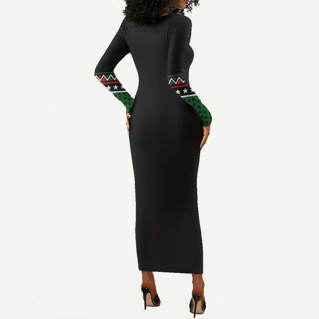 Black AF Professional AF But Will Knuck If You Long Sleeve Bodycon Dress African Pride DT02