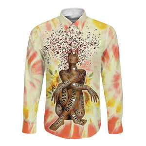 Black Queen Tie Dye Long Sleeve Button Shirt