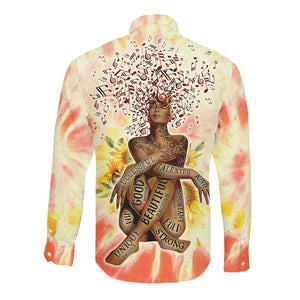 Black Queen Tie Dye Long Sleeve Button Shirt