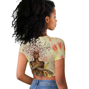 Black Queen Tie Dye Raglan Cropped T shirt