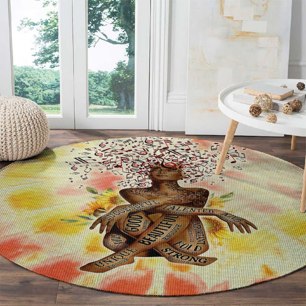 Black Queen Tie Dye Round Carpet