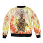 Black Queen Tie Dye Sleeve Zip Bomber Jacket