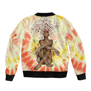 Black Queen Tie Dye Sleeve Zip Bomber Jacket