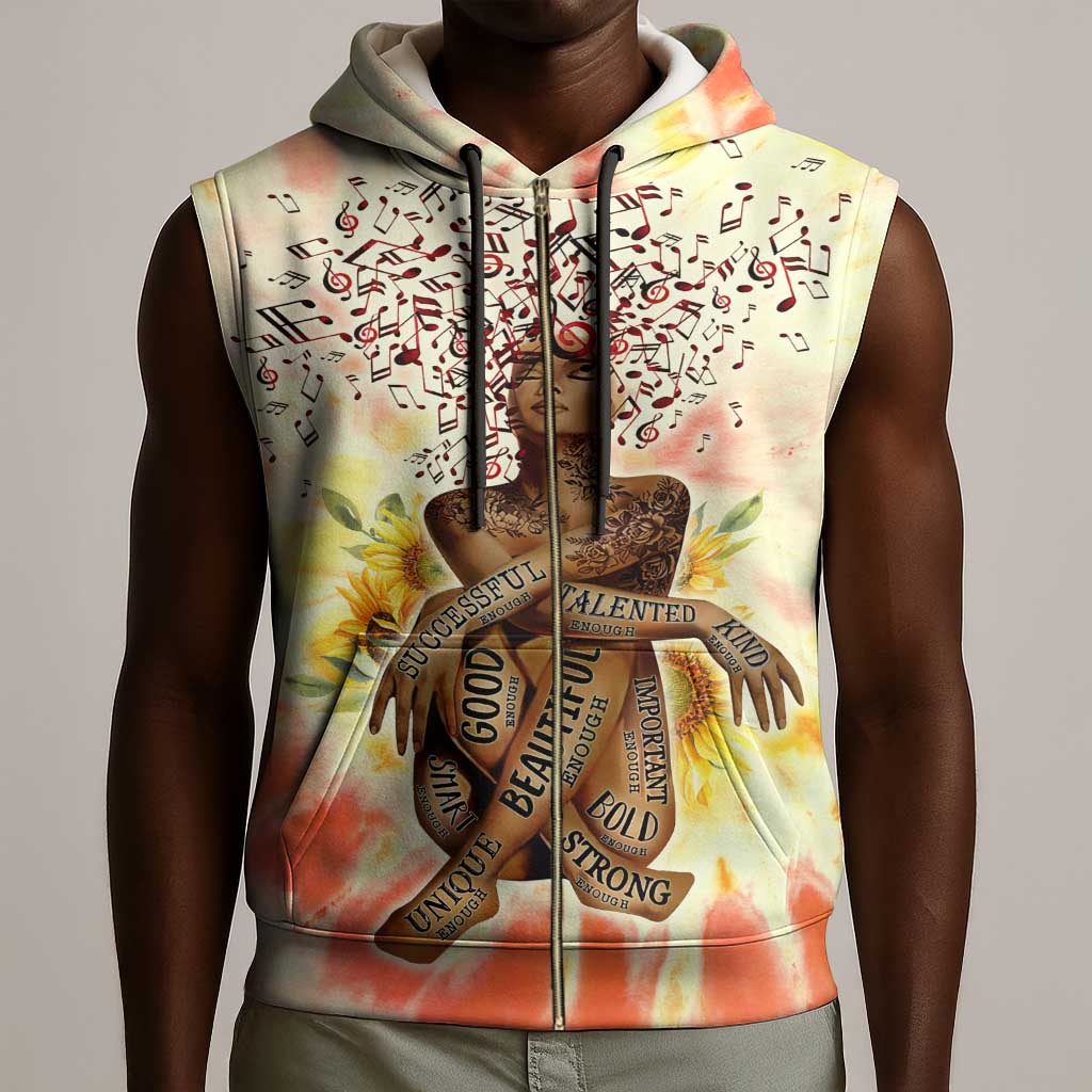 Black Queen Tie Dye Sleeveless Zip Hoodie - African Pride