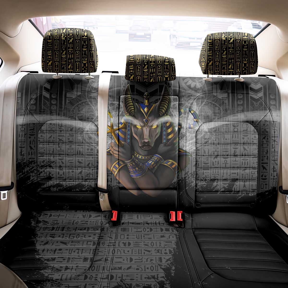 Anubis Back Car Seat Cover Egypt Pattern Black