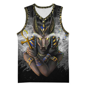 Anubis Basketball Jersey Egypt Pattern Black - African Pride