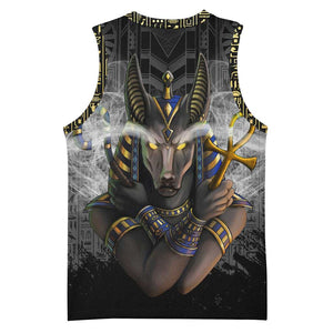 Anubis Basketball Jersey Egypt Pattern Black - African Pride