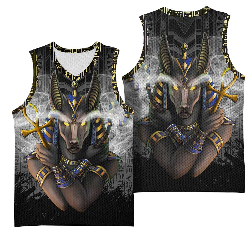 Anubis Basketball Jersey Egypt Pattern Black - African Pride