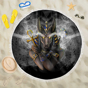 Anubis Beach Blanket Egypt Pattern Black