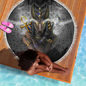 Anubis Beach Blanket Egypt Pattern Black