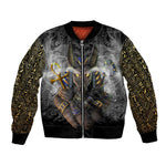 Anubis Bomber Jacket Egypt Pattern Black