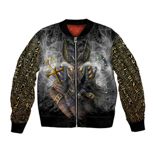Anubis Bomber Jacket Egypt Pattern Black