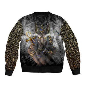 Anubis Bomber Jacket Egypt Pattern Black