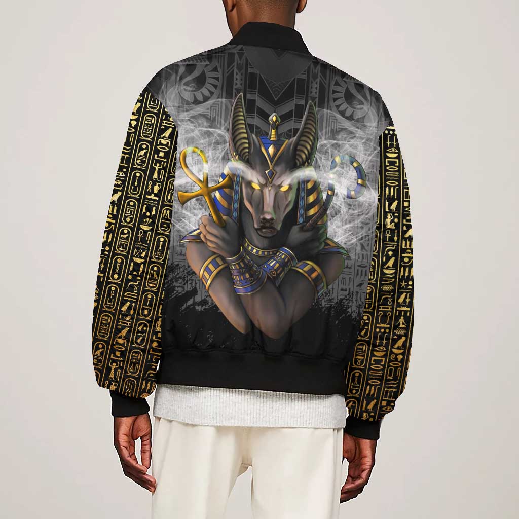 Anubis Bomber Jacket Egypt Pattern Black