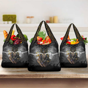 Anubis Grocery Bag Egypt Pattern Black