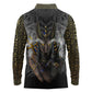 Anubis Long Sleeve Polo Shirt Egypt Pattern Black