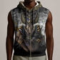 Anubis Sleeveless Zip Hoodie Egypt Pattern Black - African Pride