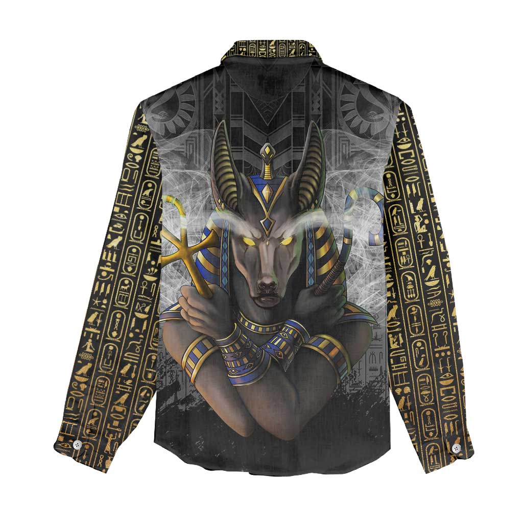 Anubis Women Casual Shirt Egypt Pattern Black DT02