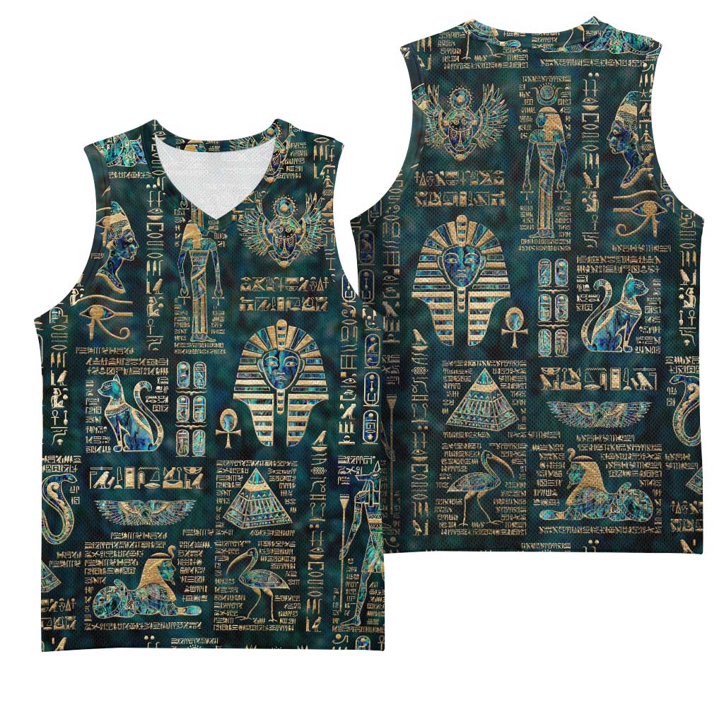 Egyptian Hieroglyphs And Deities Basketball Jersey - African Pride