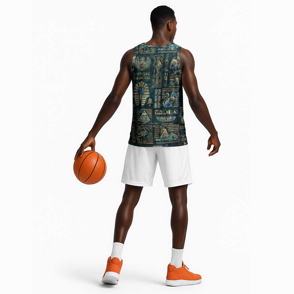 Egyptian Hieroglyphs And Deities Basketball Jersey - African Pride