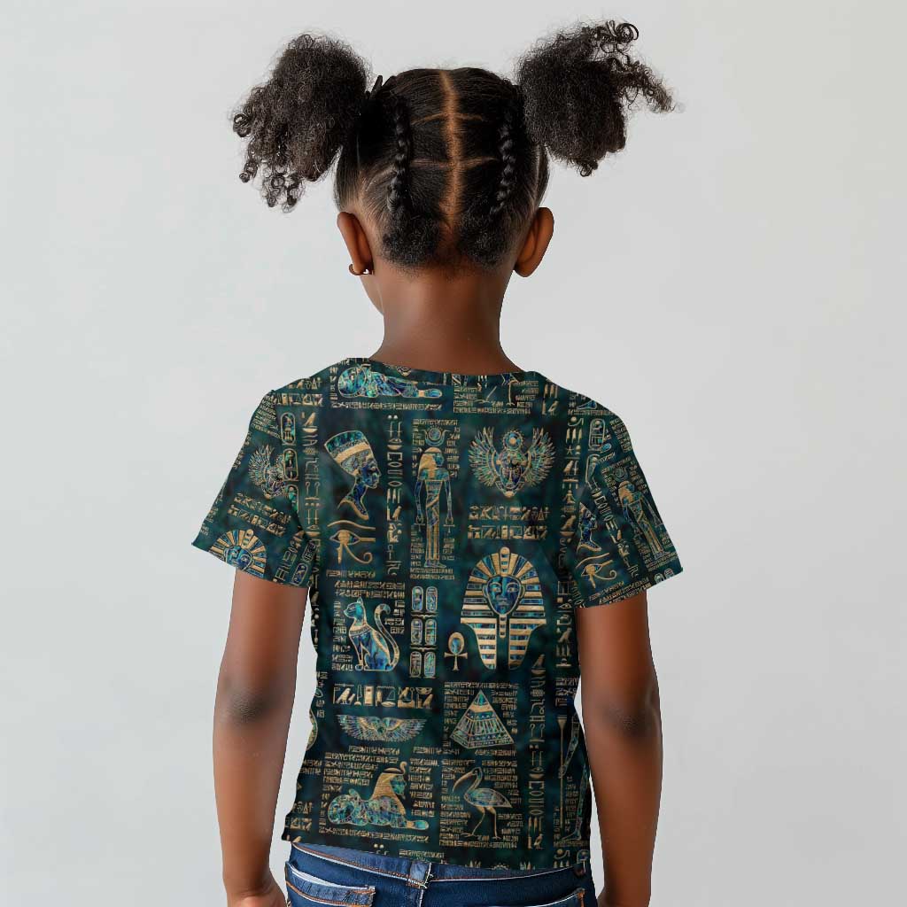 Egyptian Hieroglyphs And Deities Kid T shirt