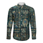 Egyptian Hieroglyphs And Deities Long Sleeve Button Shirt