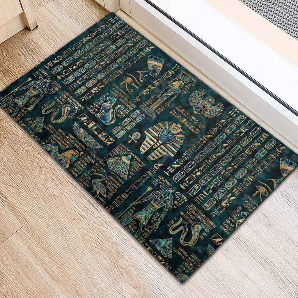 Egyptian Hieroglyphs And Deities Rubber Doormat