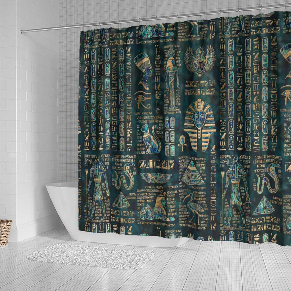 Egyptian Hieroglyphs And Deities Shower Curtain
