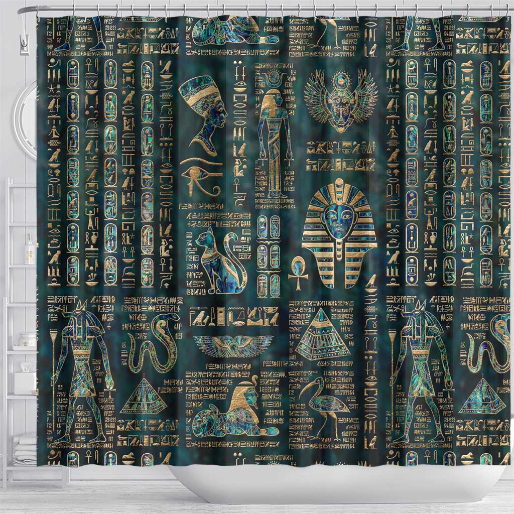 Egyptian Hieroglyphs And Deities Shower Curtain
