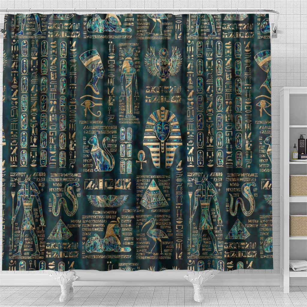 Egyptian Hieroglyphs And Deities Shower Curtain