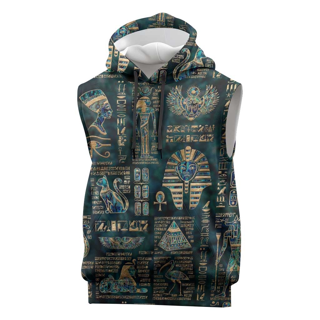 Egyptian Hieroglyphs And Deities Sleeveless Hoodie - African Pride