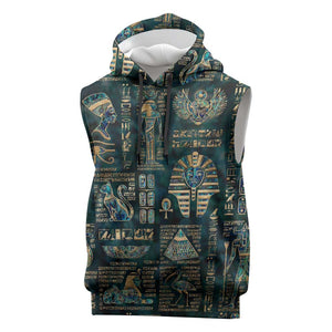 Egyptian Hieroglyphs And Deities Sleeveless Hoodie - African Pride