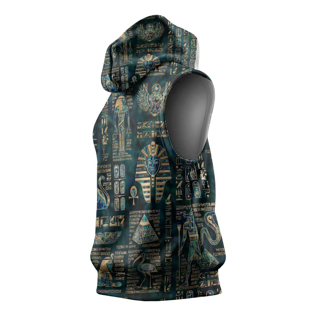 Egyptian Hieroglyphs And Deities Sleeveless Hoodie - African Pride