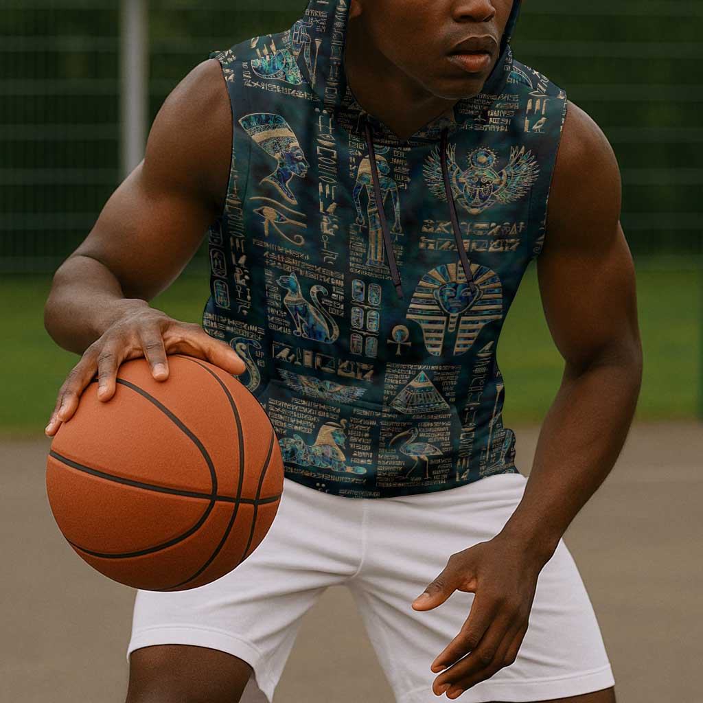 Egyptian Hieroglyphs And Deities Sleeveless Hoodie - African Pride