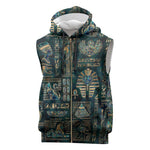 Egyptian Hieroglyphs And Deities Sleeveless Zip Hoodie - African Pride
