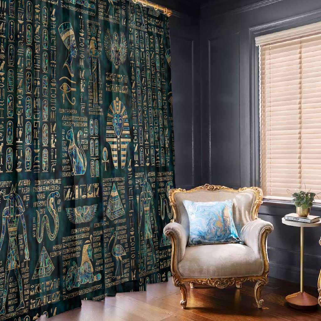 Egyptian Hieroglyphs And Deities Window Curtain