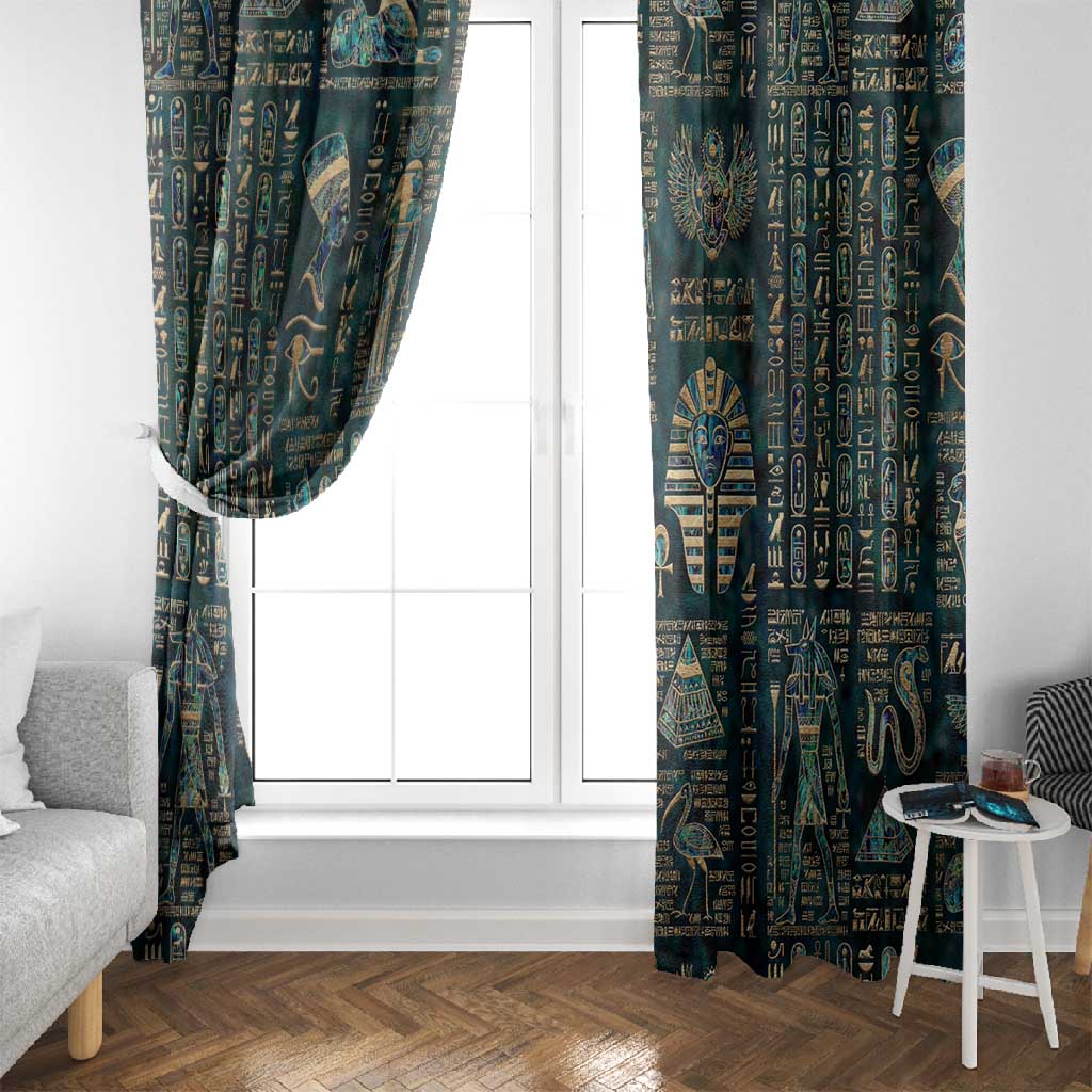 Egyptian Hieroglyphs And Deities Window Curtain