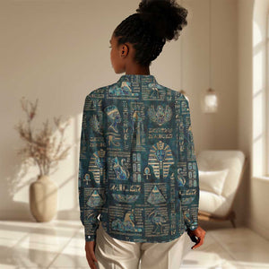 Egyptian Hieroglyphs And Deities Women Casual Shirt DT02