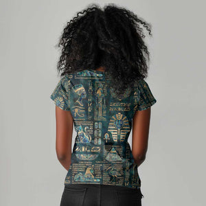 Egyptian Hieroglyphs And Deities Women V-Neck T-Shirt