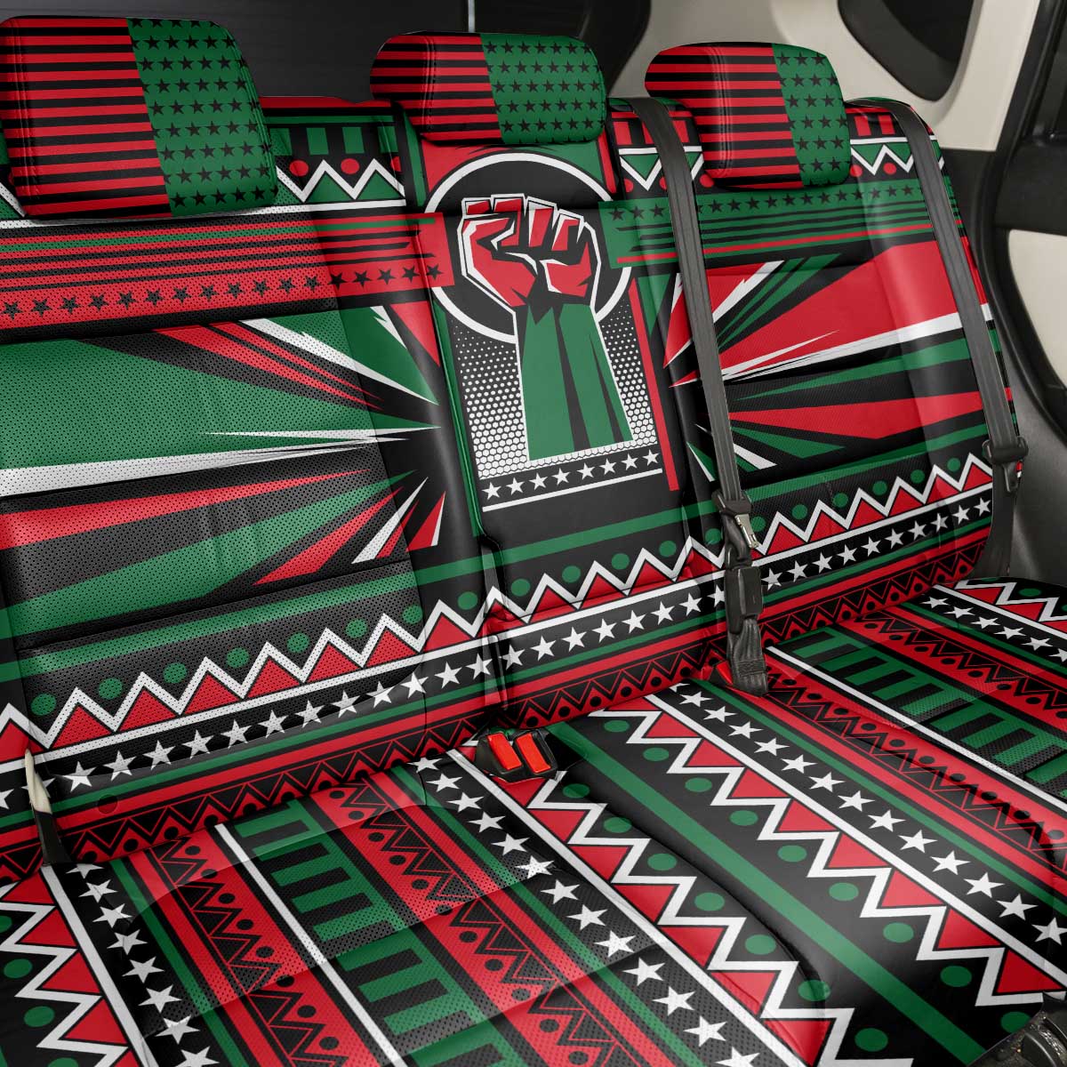 Power Fist And Patterns In Pan African Back Car Seat Cover