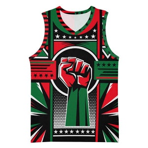 Power Fist And Patterns In Pan African Basketball Jersey - African Pride