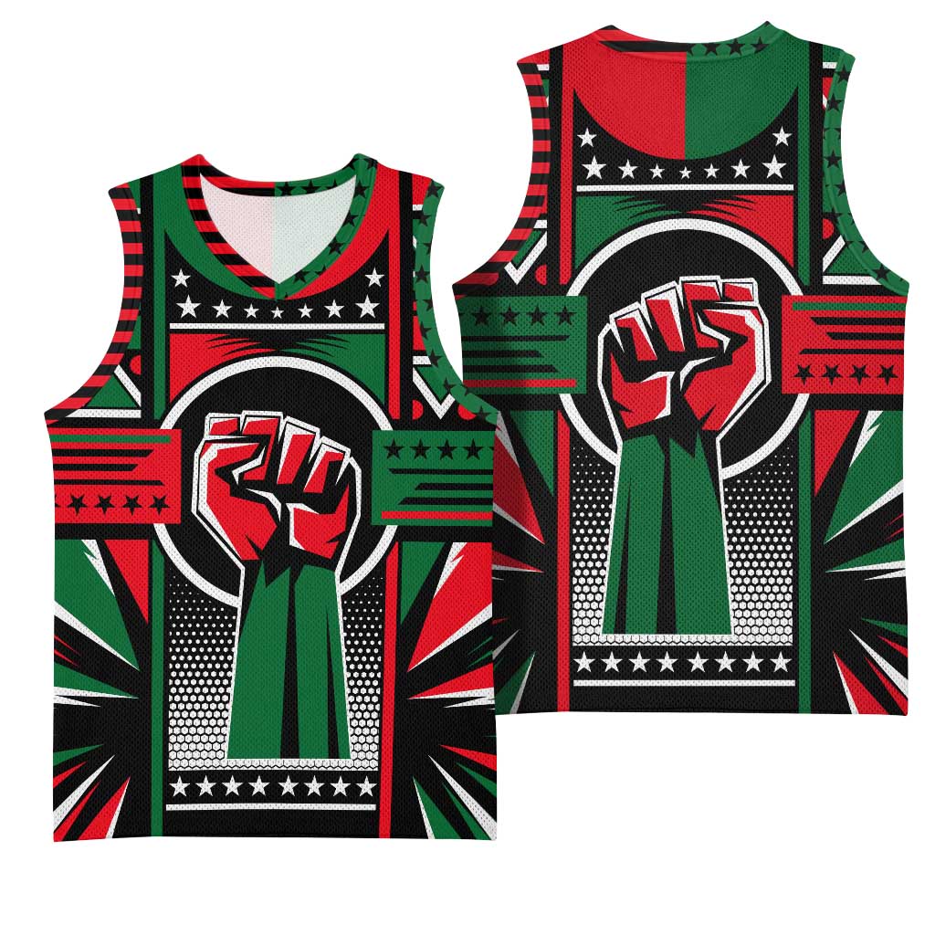 Power Fist And Patterns In Pan African Basketball Jersey - African Pride