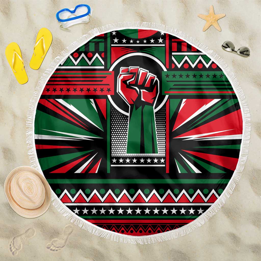Power Fist And Patterns In Pan African Beach Blanket