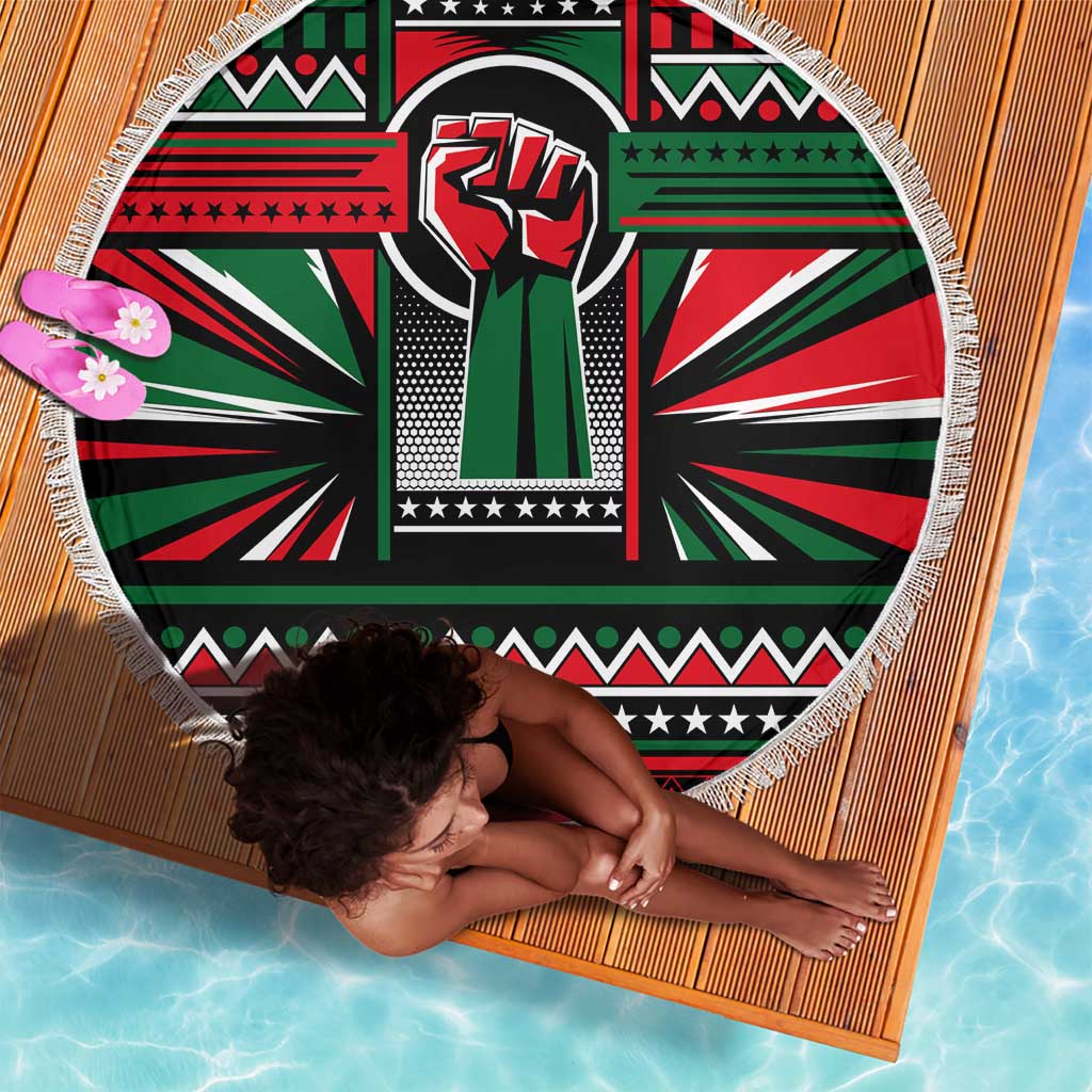 Power Fist And Patterns In Pan African Beach Blanket