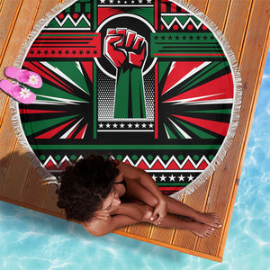 Power Fist And Patterns In Pan African Beach Blanket