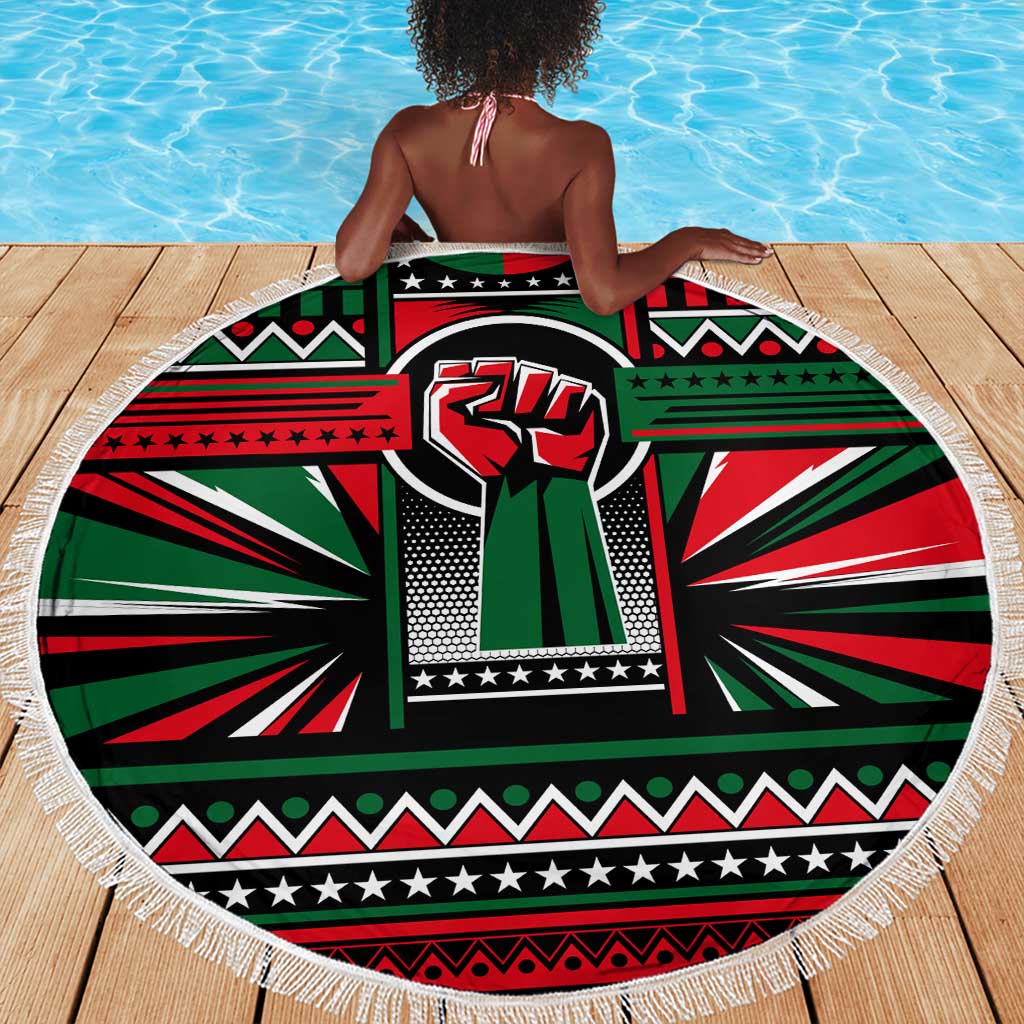 Power Fist And Patterns In Pan African Beach Blanket