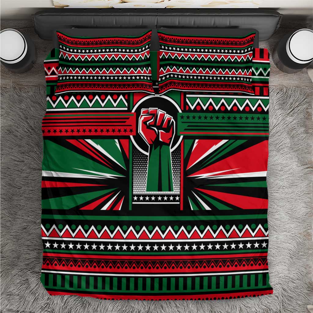 Power Fist And Patterns In Pan African Bedding Set