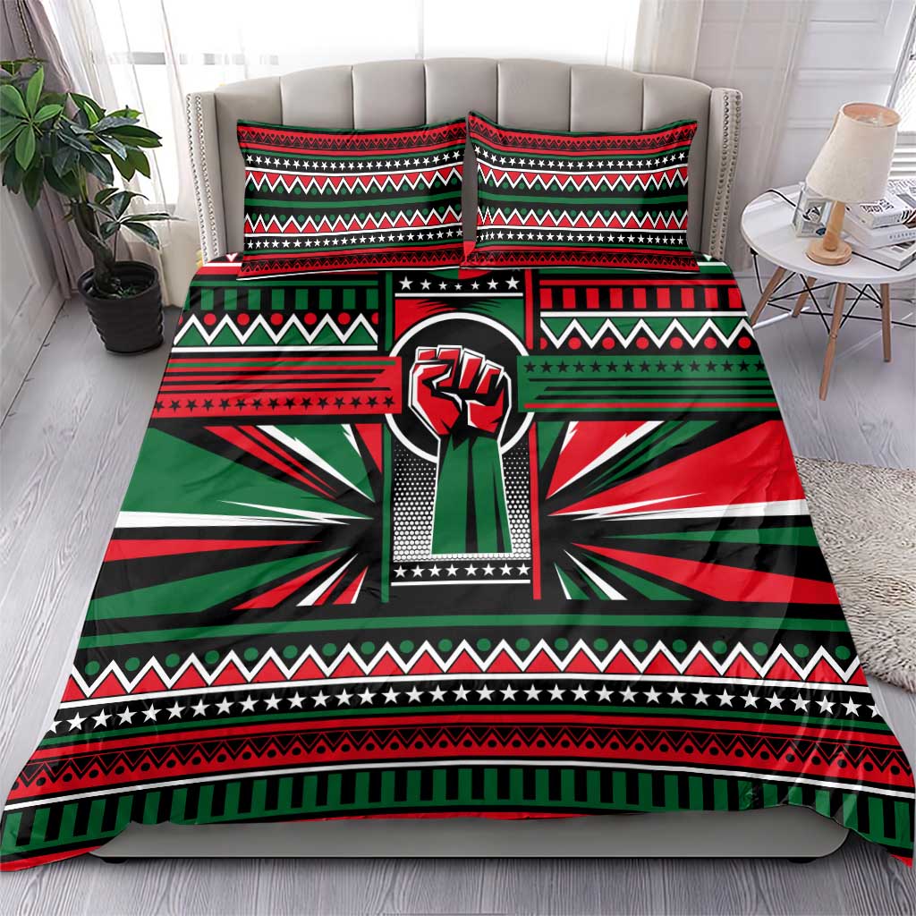 Power Fist And Patterns In Pan African Bedding Set